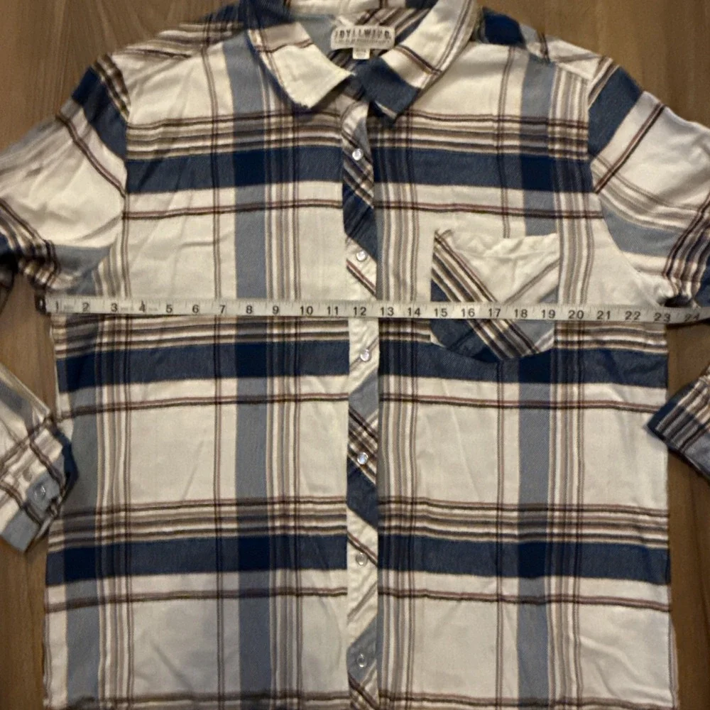 Idyllwind Miranda Lambert Shirt Womens XL White Blue Plaid Pearl Snap Western - Picture 8 of 12